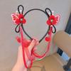 Tassel Chinese New Year Headwear Butterfly Ancient Style Red Hairband Children Wig Headband  Daily
