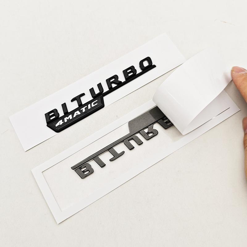 1pc 3D ABS C43 Logo Letters BITURBO 4MATIC Badge Car Rear Sticker Emblem For Mercedes Benz AMG W205 W206 Decorative Accessories IX3