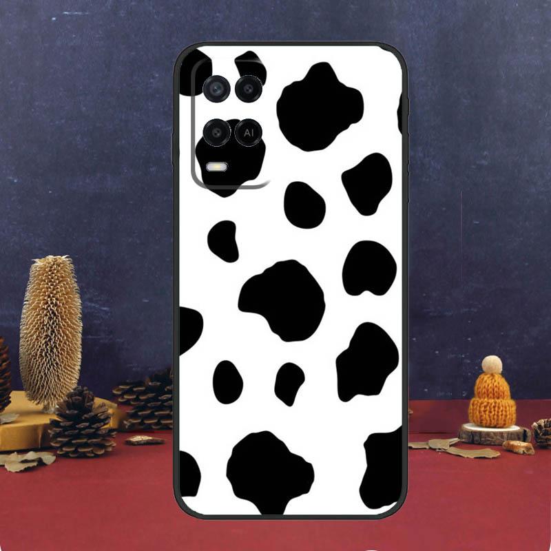 White Black Cow Print Case For OPPO A54 A74 A94 A98 A78 A79 A16 A76 A96 A5 A9 A17 A77 A15 A52 A72 A53 A57S Cover