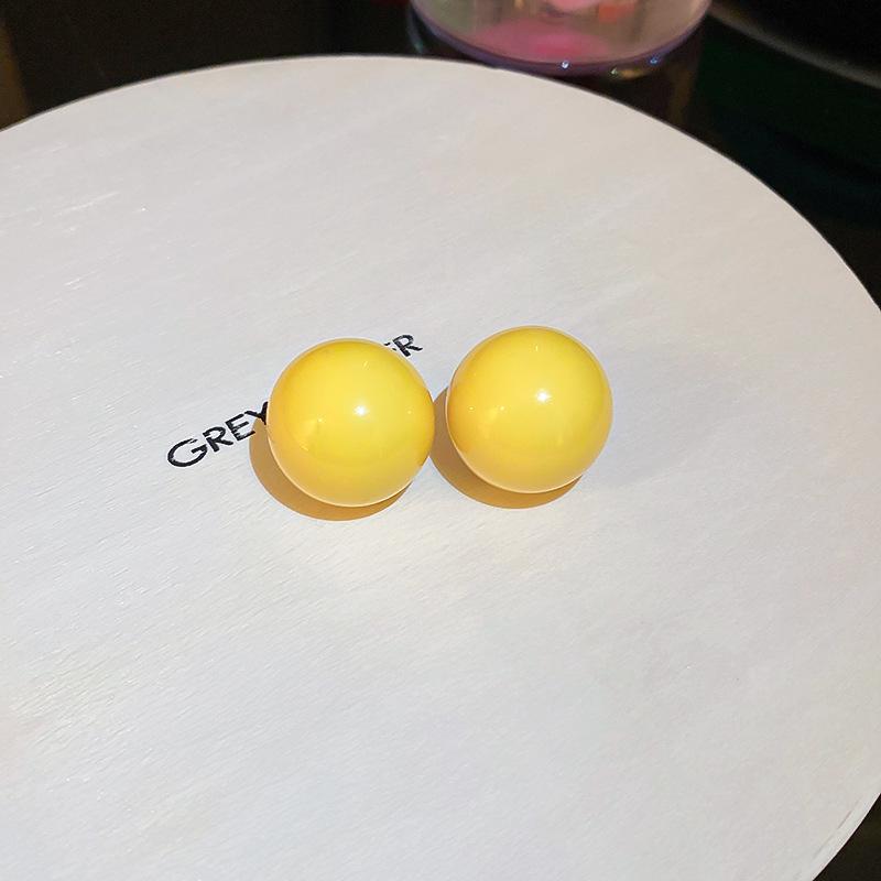 Серьги-пусеты Геометрическая сфера Серебряная игла для женщин - Корейский милый дизайн, Уникальные и универсальные