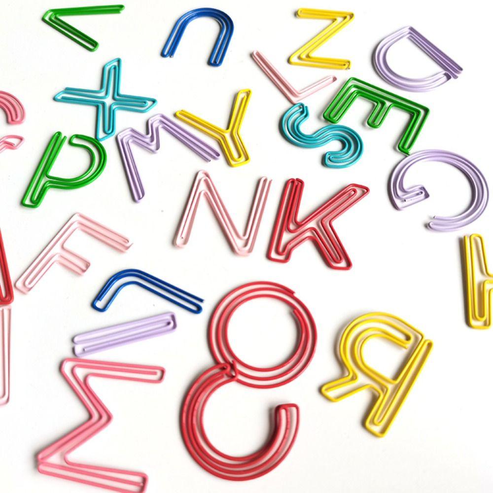 26pcs Hollow Letter Paper Clips Bookmark Photo Tickets Holder Colorful Paper Clamps School