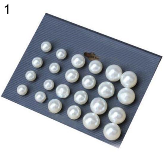 12 Pairs Women Elegant White Faux Pearl Ear Studs Earrings Party Jewelry