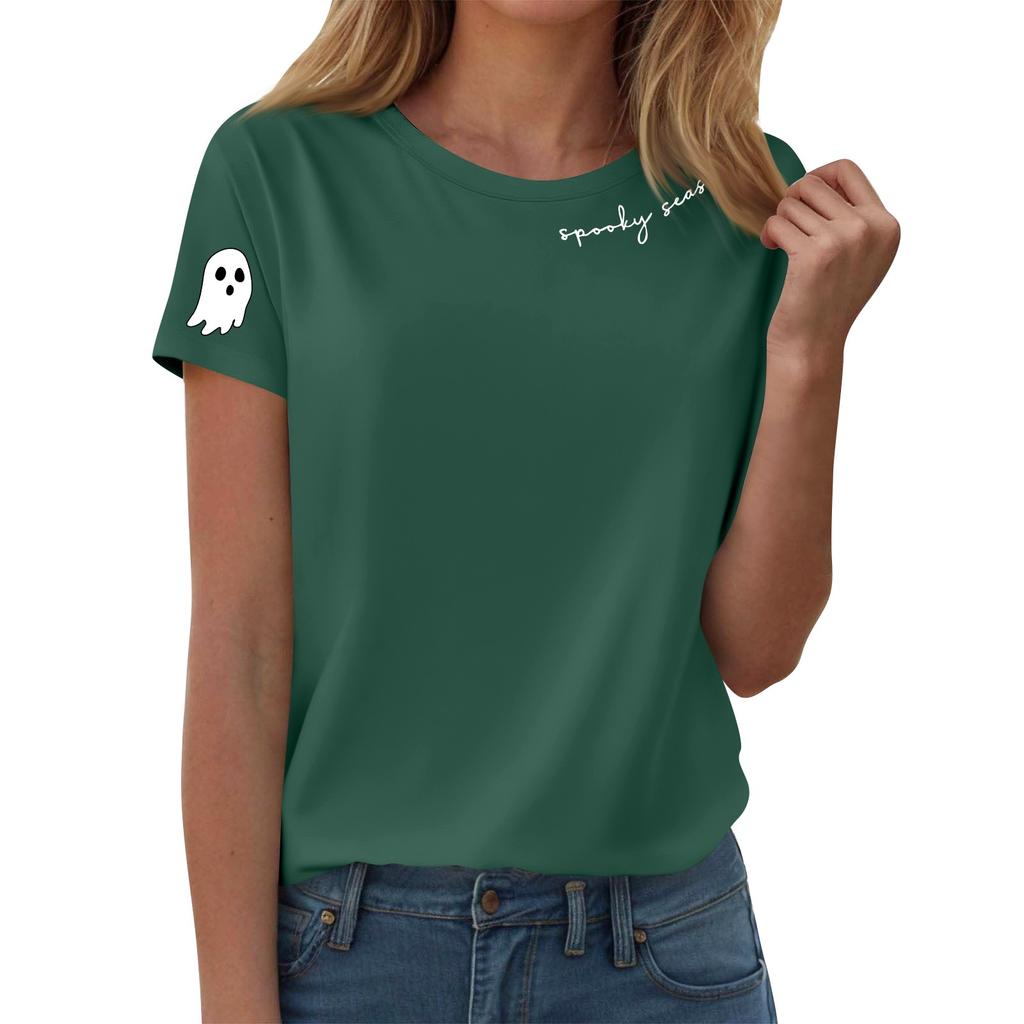 Женские футболки, Женские топы с коротким рукавом, Летняя мода, Повседневные стильные футболки с круглым вырезом, Туники