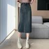 2025 Большие размеры Новые весенние джинсовые юбки женские А-силуэта модные свободные синие юбки с высокой талией винтажные 5XL