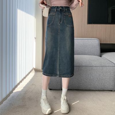 2025 Большие размеры Новые весенние джинсовые юбки женские А-силуэта модные свободные синие юбки с высокой талией винтажные 5XL