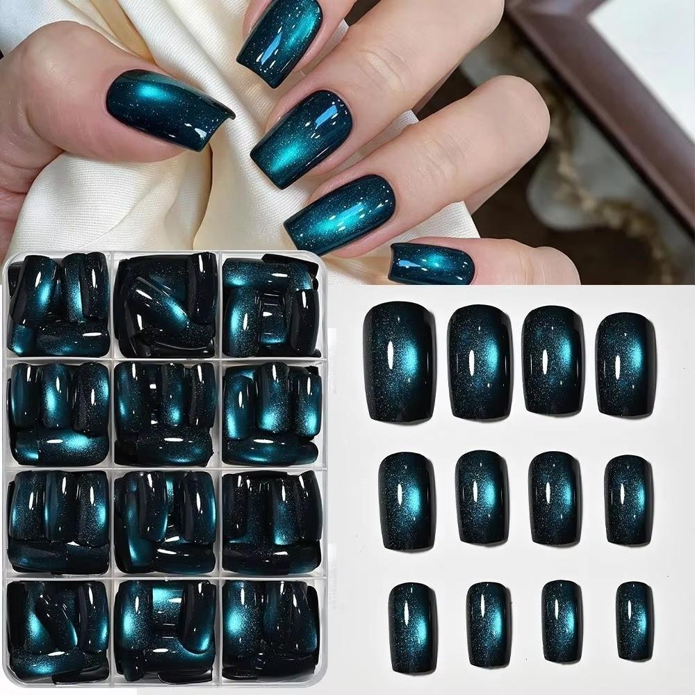 144Pcs Medium Short Square Press On Nails Medium Oval Fake Fingertips for Holiday Party