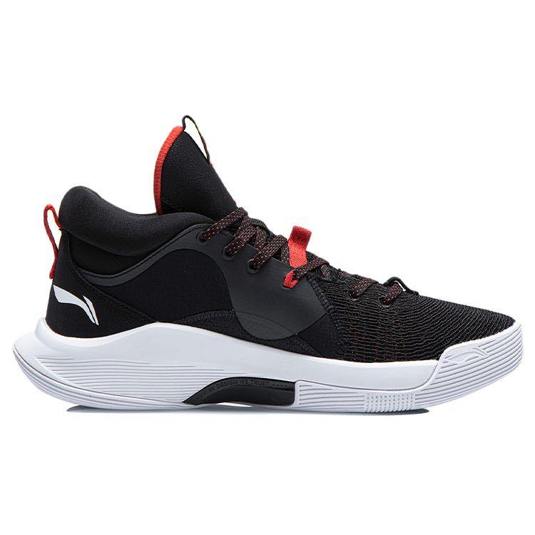 Баскетбольные кроссовки Li Ning Silencer Shock Absorbing Non-Slip, износостойкие, среднего размера, мужские, кроссовки, черные, красные ABPQ049-2