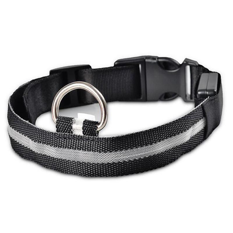 Светодиодный ошейник для собак, мигающий светящийся регулируемый защитный свет, нейлоновая бирка