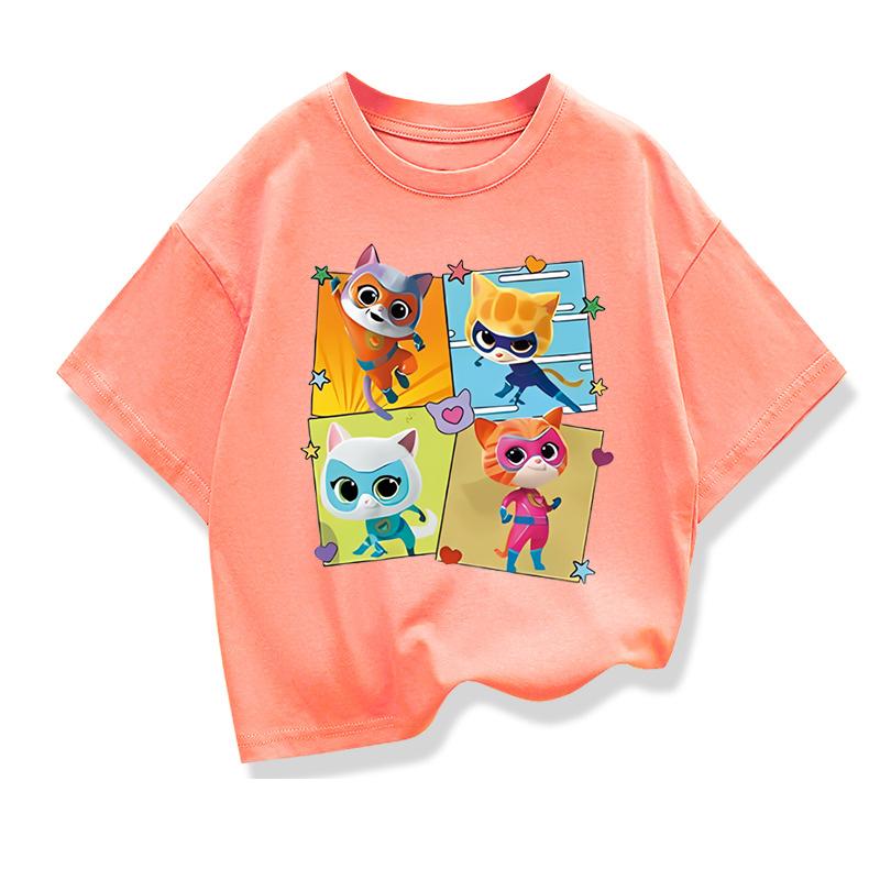 Children's Casual Loose Short-sleeved Top Fashion Crew Neck Print T-Shirts Girls