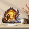 Winter Snow House Acrylic Decoration 2D Flat Nativity Scene Table Sign Christmas