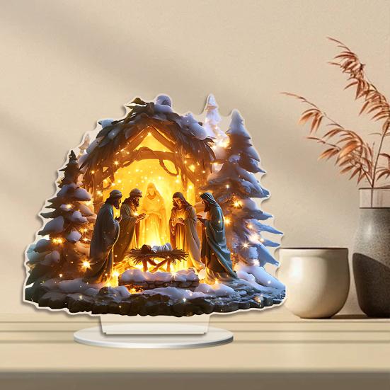Зимний снежный домик акриловое украшение 2D плоский рождественский вертеп настольная вывеска рождественский домашний офис гостиная спальня книжная полка настольный орнамент
