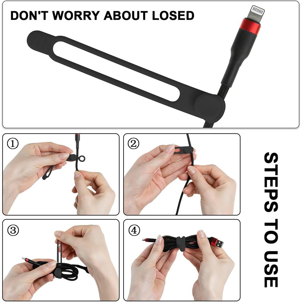 20 шт. Силиконовые кабельные стяжки Многоразовые кабельные ремешки Держатель Органайзер для USB-провода