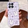 Чехол для Poco X6 Pro 5G/Poco X6 5G Прозрачный Роскошный Милый Кролик с Сердечками Забавный Мягкий Силиконовый Чехол для Телефона PocoX6 X6Pro Прозрачная Задняя Крышка