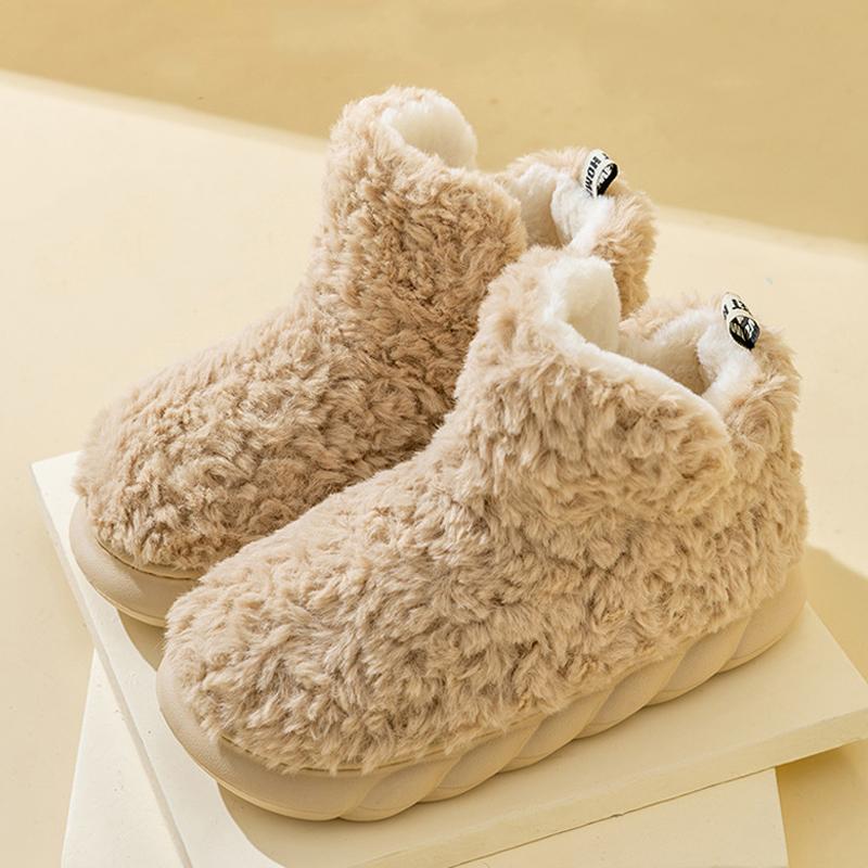 Fashion Comwarm Fur Slippers For Women Winter 2024 New Warm Cozy Furry Boots For Home Indoor Cute Soft Sole Plush Slides For Cotton Shoe