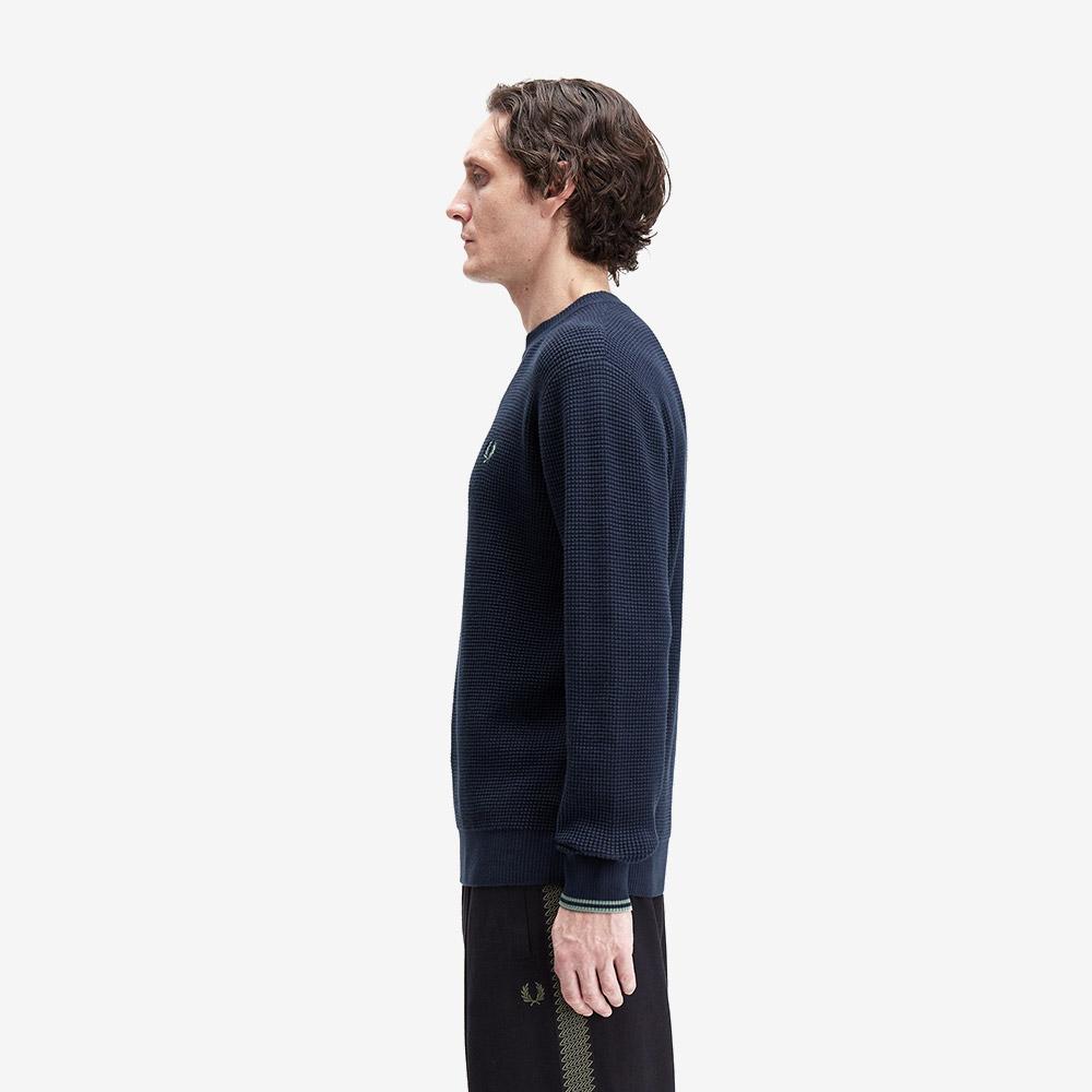 Fred Perry [Острый] Вафельный Вязаный Свитер - Темный Цвет Военно-Воздушных Сил Afpm2536507-738