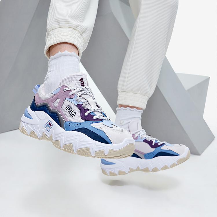 Fila Predator 2 Ткань Синтетическая кожа Ретро Спортивные Низкие Кроссовки для Повседневной Носки Женские кроссовки Дождь-Туманно-Серый Кашемирово-Синий F12W232140FNA