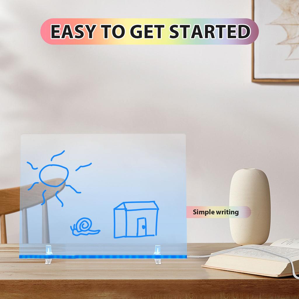 LED Note Board Night Light With Colorful 7 Pens DIY Acrylic Message Board Erasable Painting Drawing Board For Kids Birthday Gift