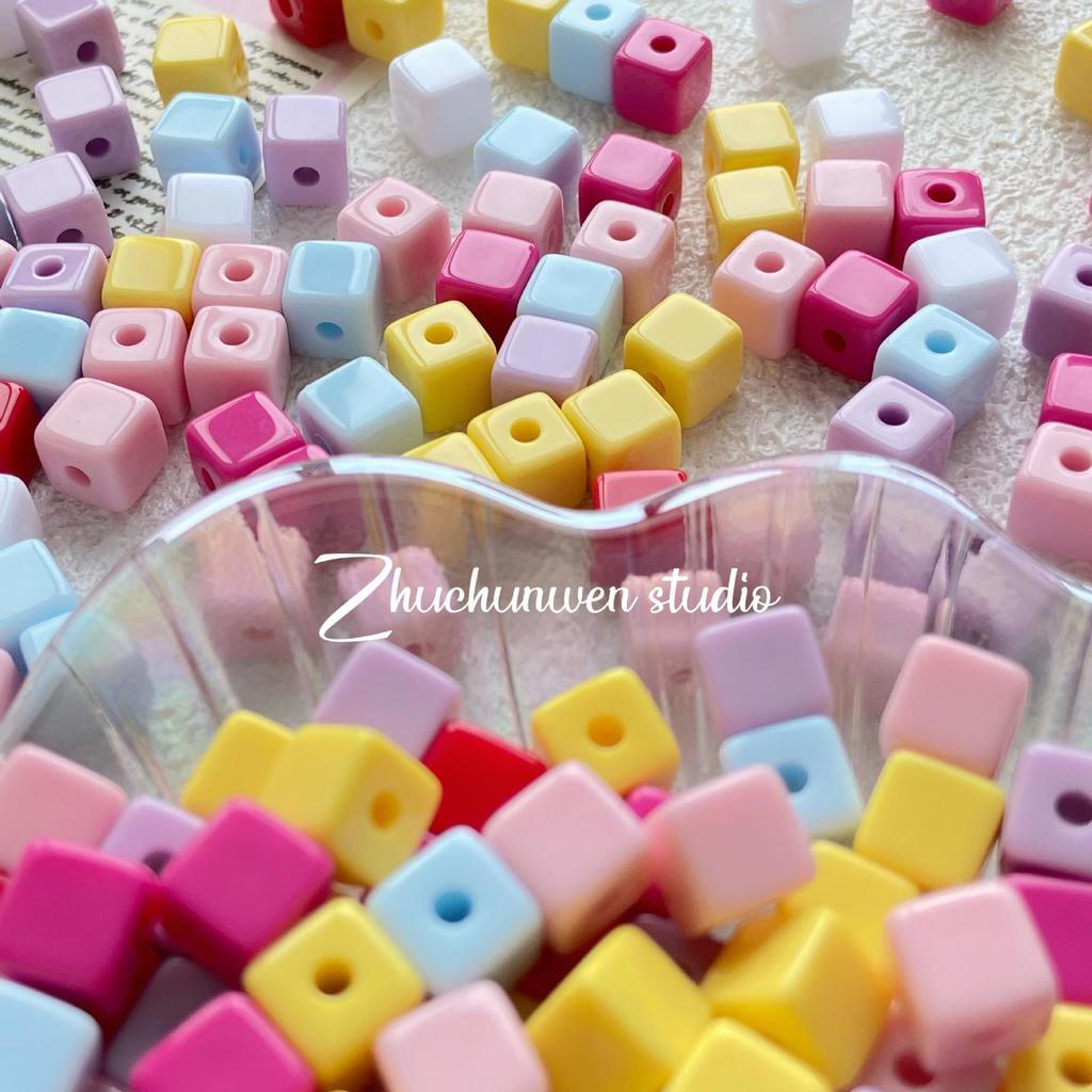Квадратные акриловые бусины однотонного цвета: Аксессуары для украшений своими руками, цепочки для телефонов, заколки для волос и серьги