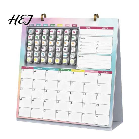 Magnetic Desk Calendar Reusable Kids with 42 Event Stamps, Undated Monthly Planner Daily Task List for Habits Family Planning, Durable Desktop