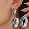 Classic Black Stone Jewelry Hoop Earrings for Women