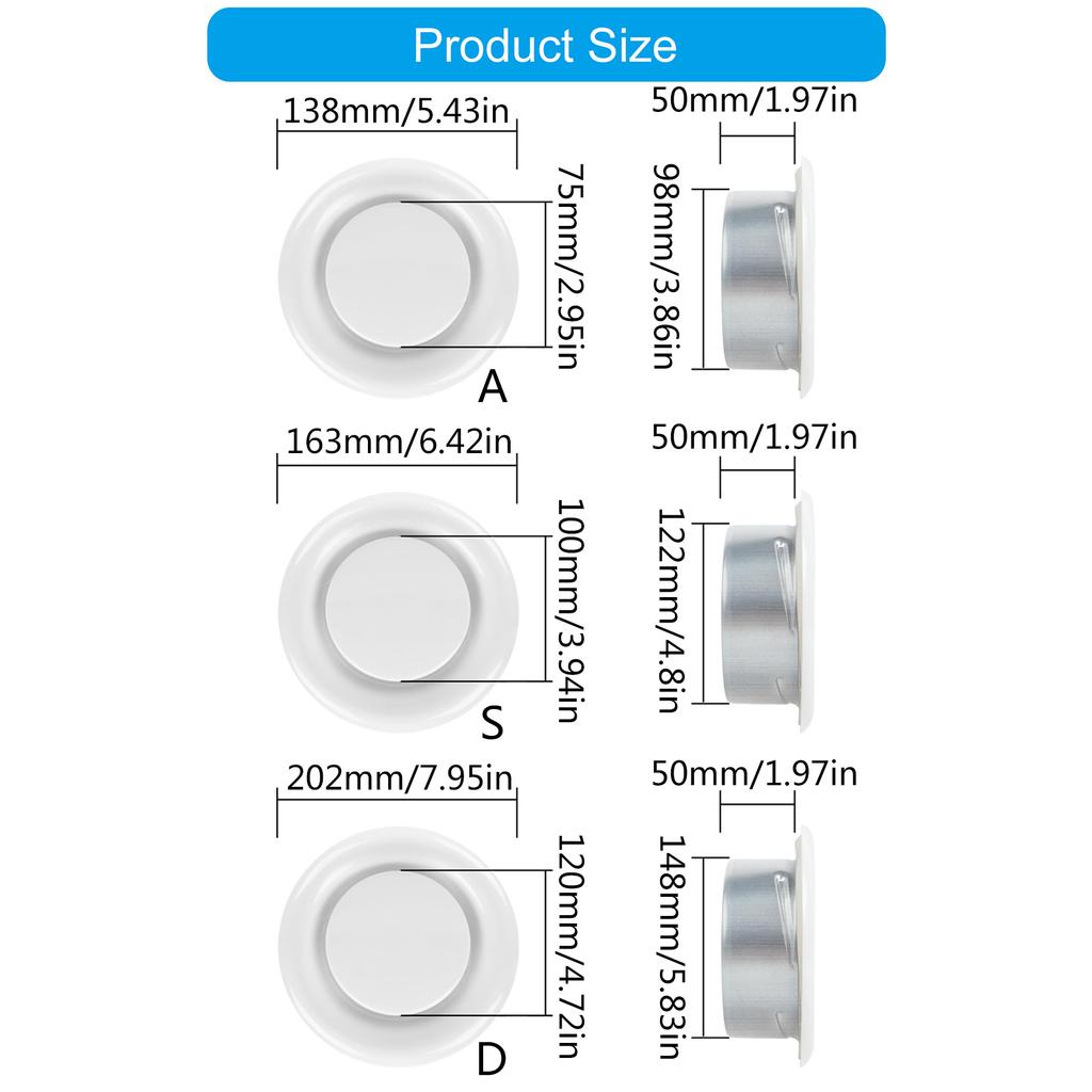 Регулируемые круглые потолочные вентиляционные решетки Диффузор Из прочной углеродистой стали для дома и офиса Контролируемые воздушные потоки