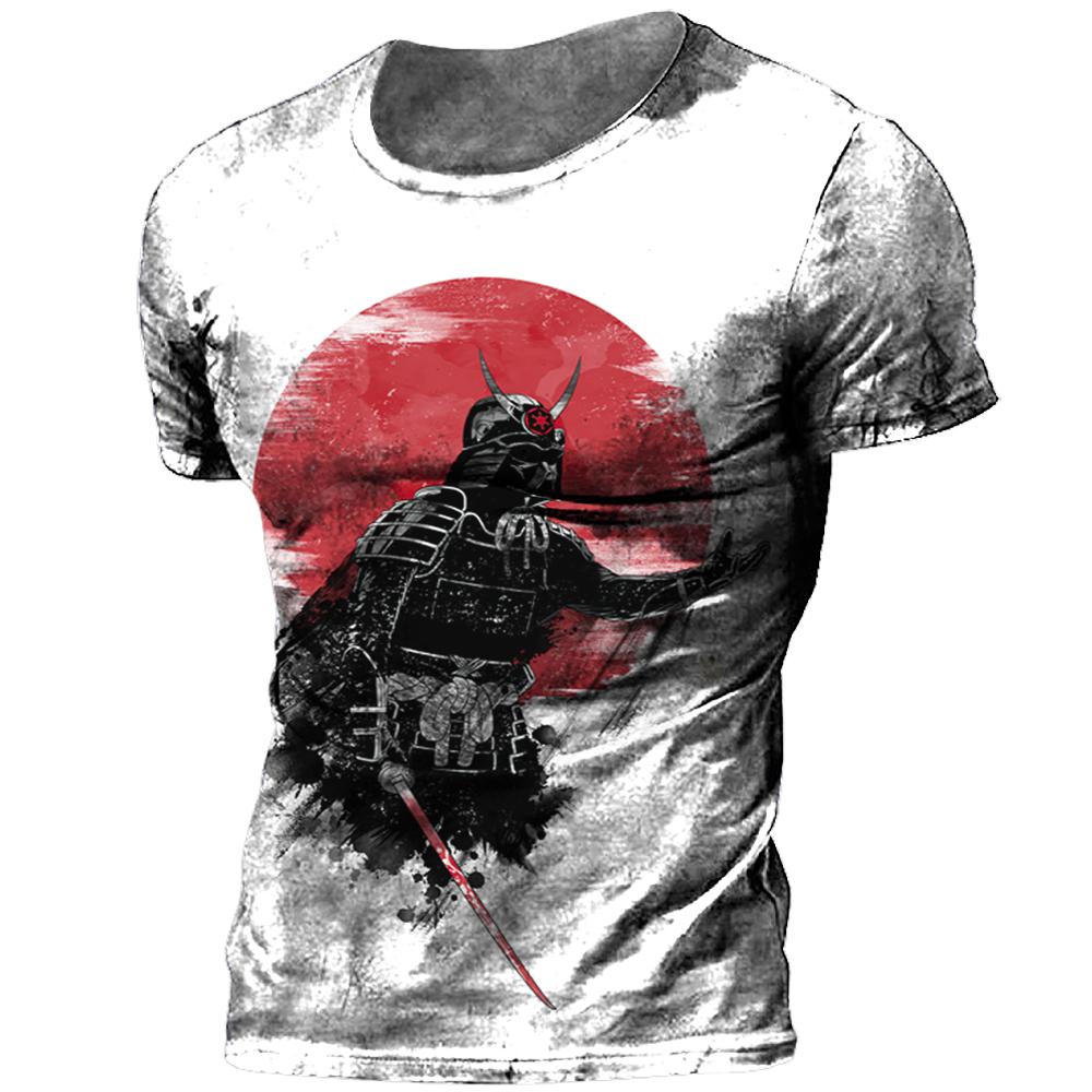 Футболка «Самурай» с 3D принтом в японском стиле, топы с короткими рукавами, футболки, повседневная мужская футболка в стиле ретро, ​​винтажная мужская одежда большого размера