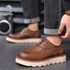 Fashion Men's British Retro Casual Shoes Men Thick Sole Heightened Fashion Work Shoes Mens Lace-up Comfortable Outdoor Flats Oxfords