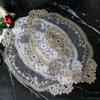 European Oval Embroidered Transparent Luxury Placemat Table Mat Hotel Villa Home Furniture Party Coffee Coaster Decorative Cloth
