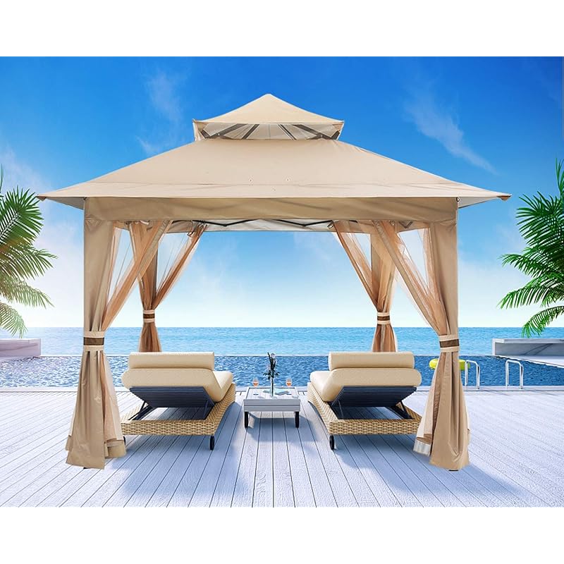 ABCCANOPY тентовая палатка с одним нажатием 3 м x 3 м с центральным замком, 4 боковых листа, сетчатый экран, москитная сетка, средства от насекомых, защита от насекомых, большая, легкая палатка