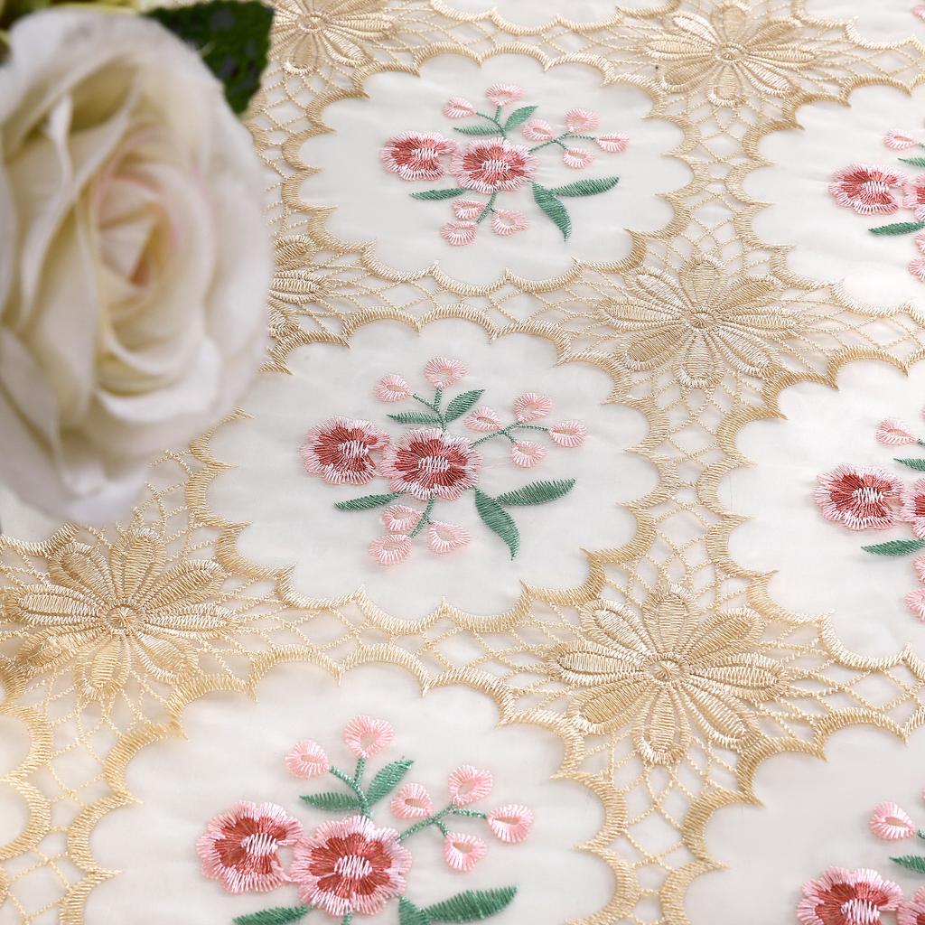 Lace Embroidered Tablecloth Pastoral Style Coffee Table Cloth Dining-Table Decoration Beautifying Round Table Tablecloth