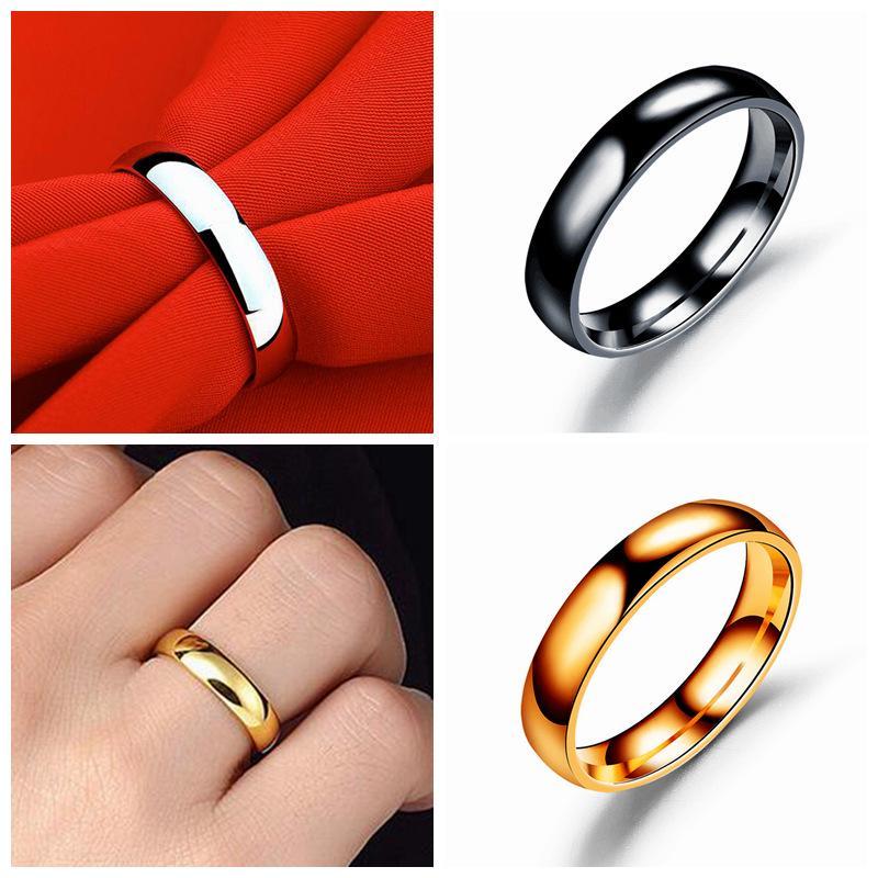 Simple Smooth 4mm Arc Steel Ring Stainless Steel Couple Ring Hand Jewelry