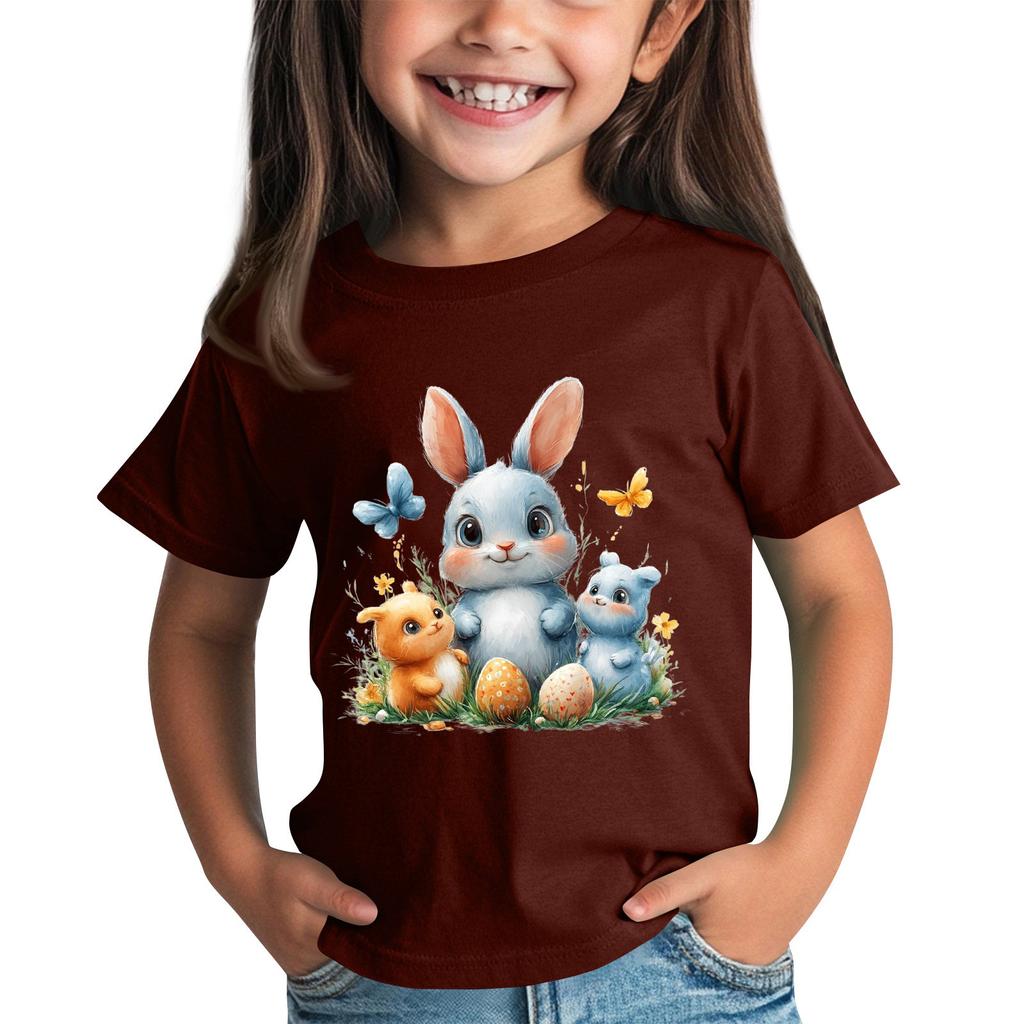 Детская футболка с коротким рукавом и принтом животных, повседневный топ