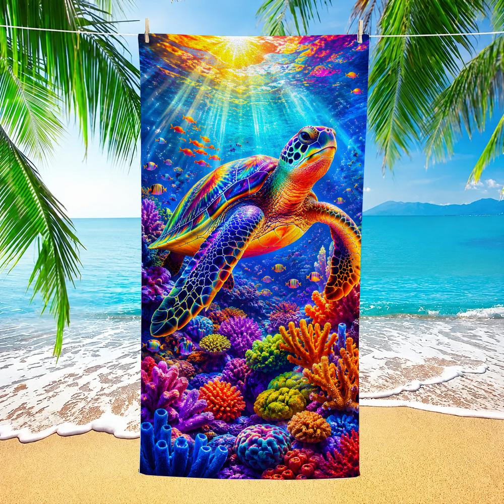 1pc Beach Turtle Animal Towel Beach Towel Quick Dry Absorbent Bath Towel For Swimming Gym Camping Outdoor Sunbathing