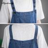 Женский джинсовый мешковатый сарафан больших размеров в корейском стиле, подтяжки, повседневное свободное платье на бретелях, винтажное платье без рукавов из стираного хлопка больших размеров