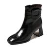 New autumn and winter French retro square head thick heel short boots temperament side zipper fashion boots