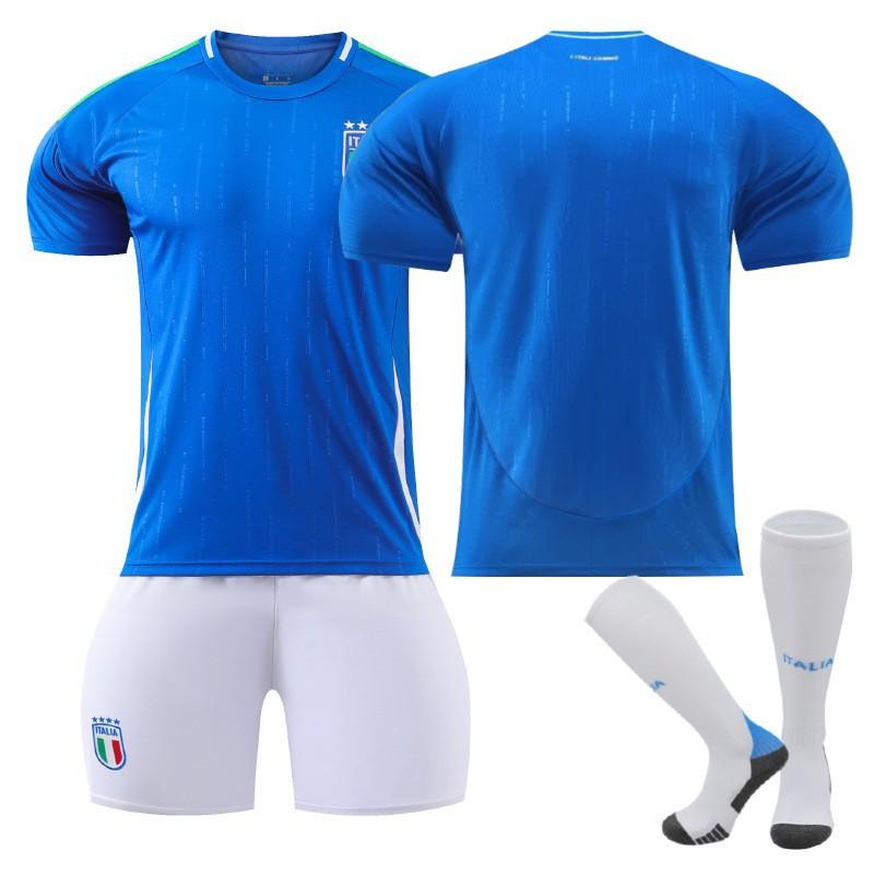 European Cup Italy Home Football Jersey Set No.6 Verrati 14 Chiesa 18 Barrera Fan Version Soccer Uniform