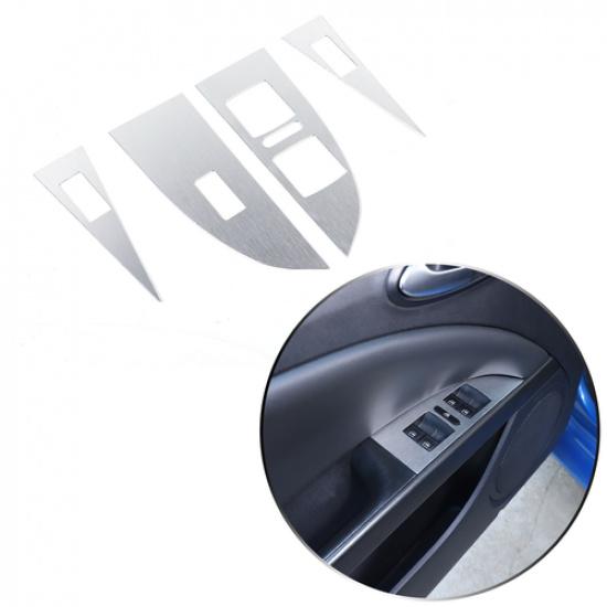 Silver Alloy Car Window Glass Lift Frame Trim Cover For Seat Leon MK2 2008-12