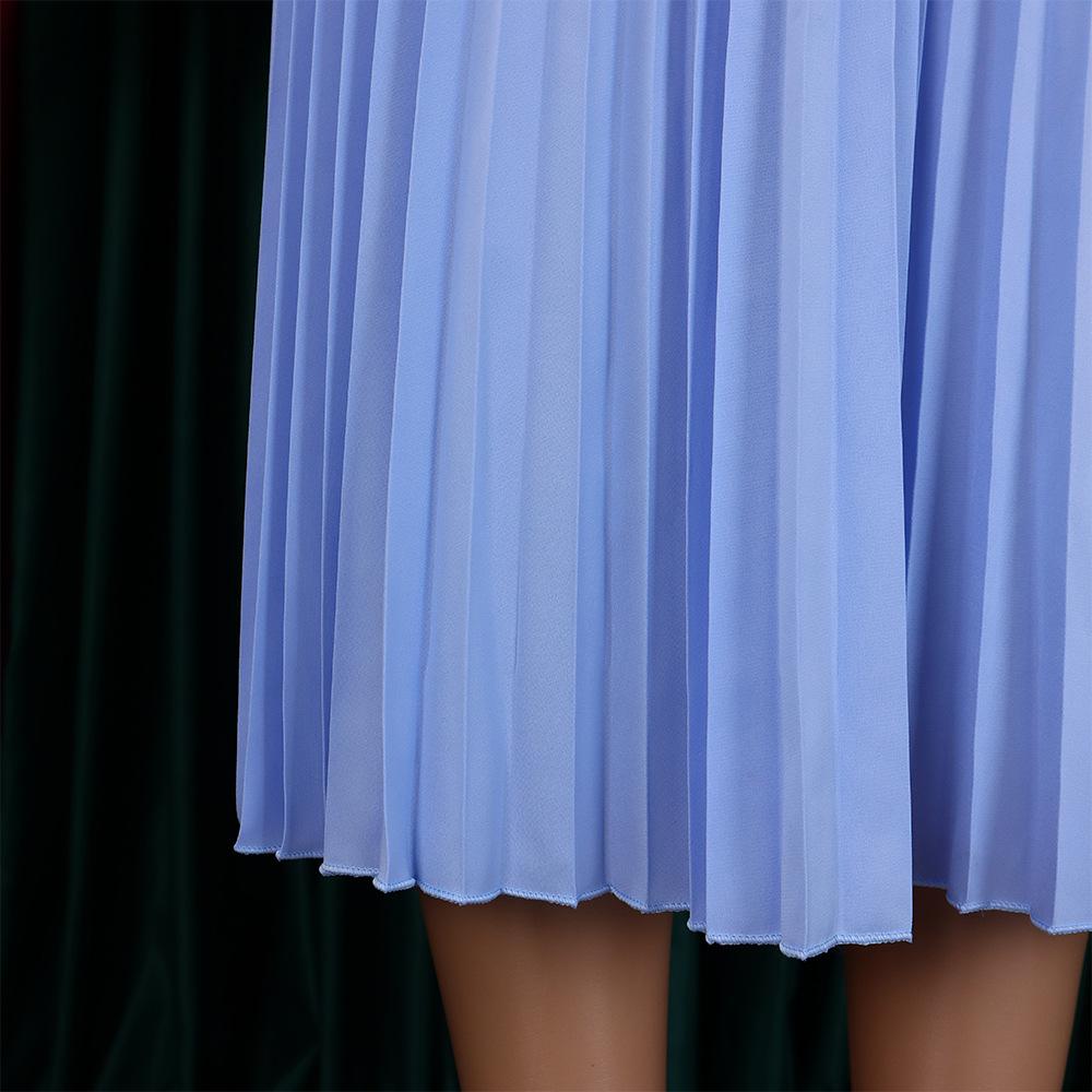 YYFS Women's Fashion Spring Fall Solid Color Print Long Sleeve O-Neck High Waist Casual Dresses