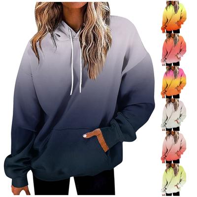 Женская мода Повседневные Универсальные Повседневные толстовки с круглым вырезом Графика Повседневные с длинным рукавом Градиент Лоскутная верхняя одежда с принтом Толстовки