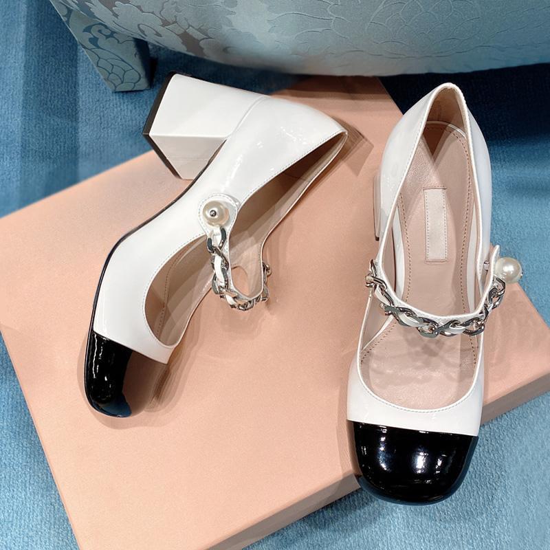 Туфли Мэри Джейн в стиле ретро, женские туфли на французском квадратном каблуке, модные универсальные кожаные туфли на толстом каблуке, Zapatos De Mujer