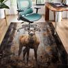 Golden Antlered Deer Office Rug Chair Mat, Entryway Carpet, Suitable for Front Door, Bedroom, Living Room, Desk, Holiday Gift