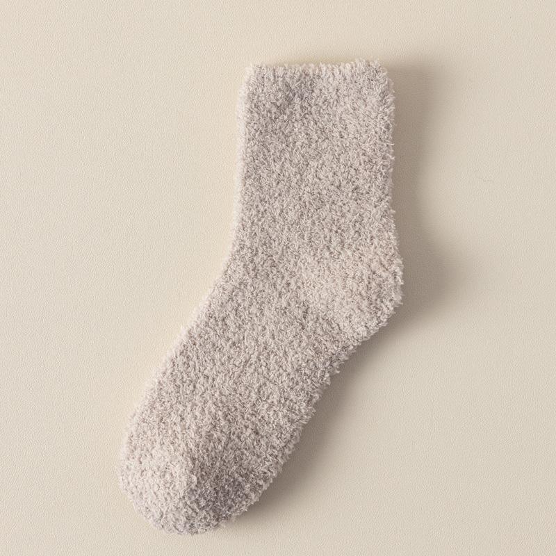 Носки из кораллового флиса, Женские осенне-зимние носки для сна, Теплые и не линяющие носки до середины икры, Толстые носки