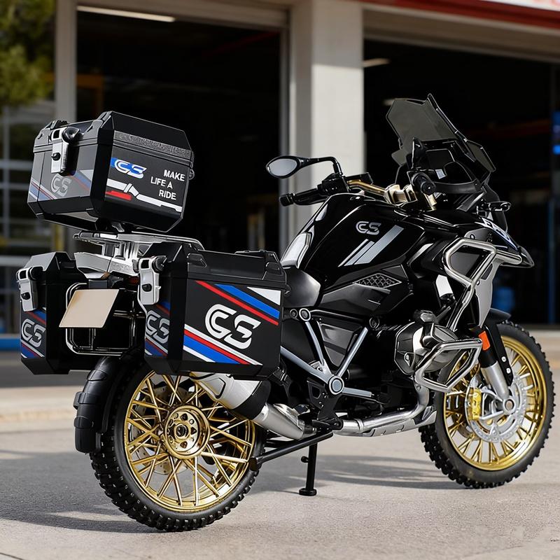 Модель мотоцикла R1250 GS Adventure в масштабе 1/10, литая из металла, с имитацией звука и световыми эффектами