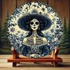 День мертвых La Catrina Настенное искусство Алюминиевая металлическая картина с цветами Декор для дома