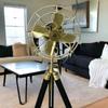 Pedestal Fan Brass Antique On Black Tripod Royal Navy Retro Modern Electric Industrial Floor Fan For Corner Home Decor Housewarming Gifts