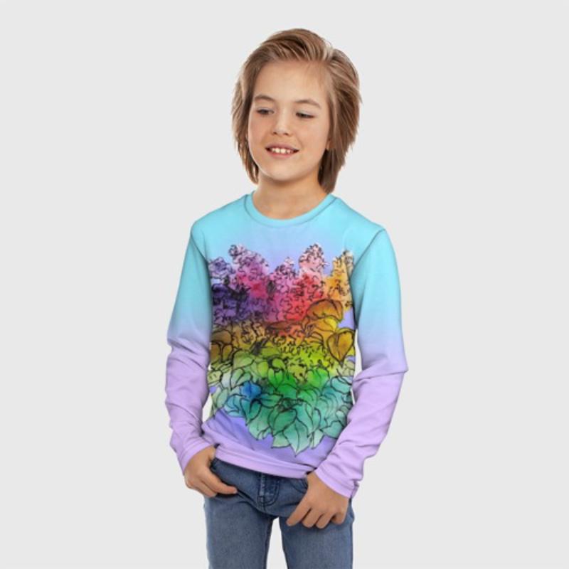 Children's Cartoon Animal Kitten Print Multi-color Print T-shirts Boys Cute Long Sleeved Soft Comfortable Top