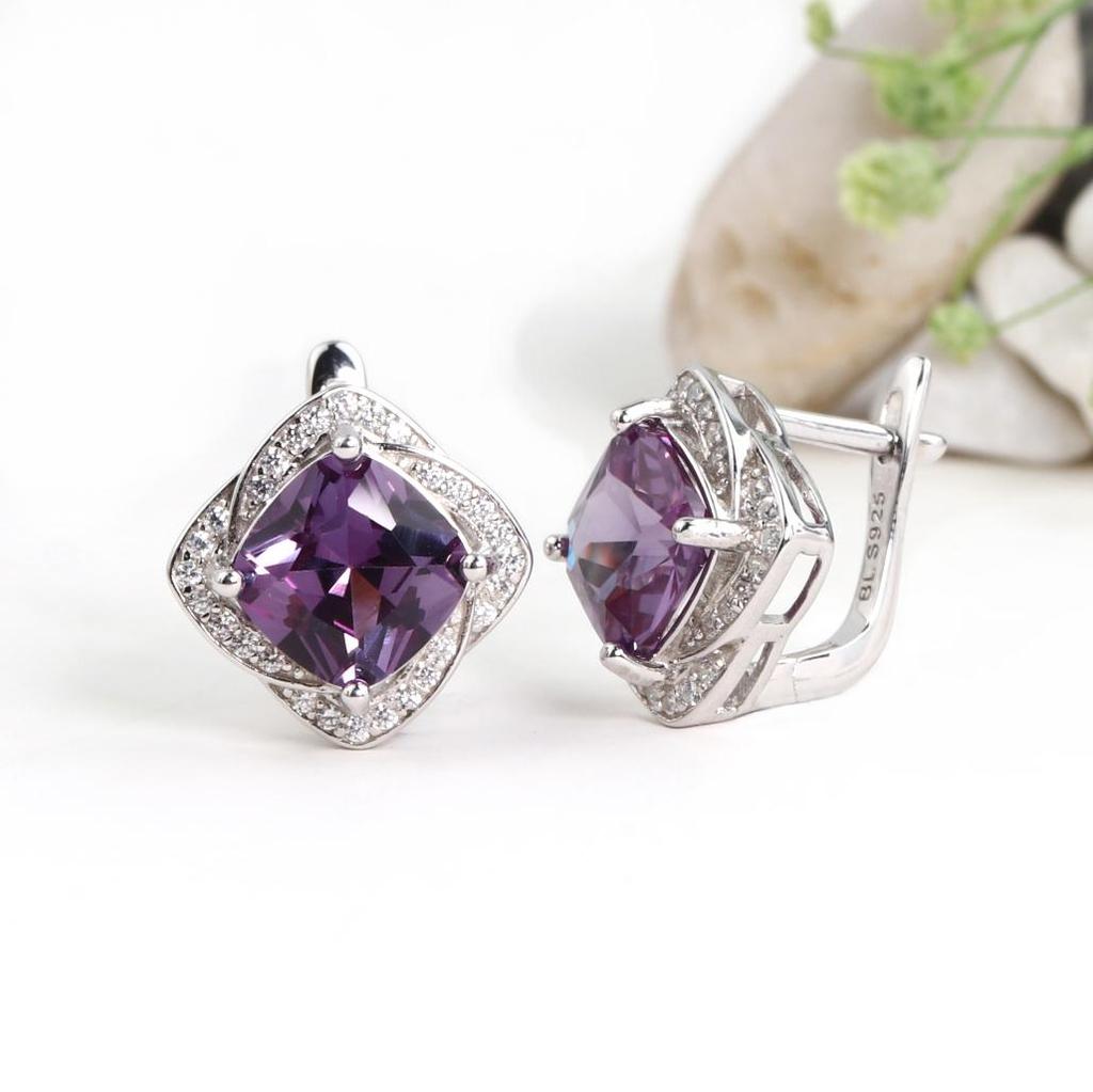 Кольцо серьги подвеска ожерелье из стерлингового серебра 925 пробы Созданный квадрат 8,0 мм Александр нано элегантные изящные украшения для женщин для повседневной носки