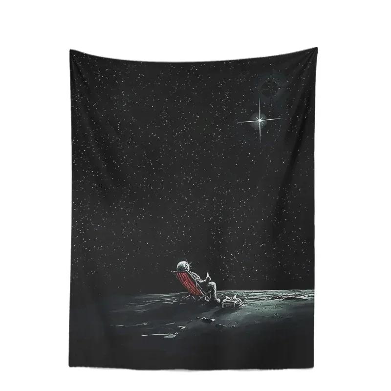 Space Skateboarding Astronaut Tapestry  Unique Cosmic Design Perfect for Bedroom Decor Large Wall Hanging Artwork