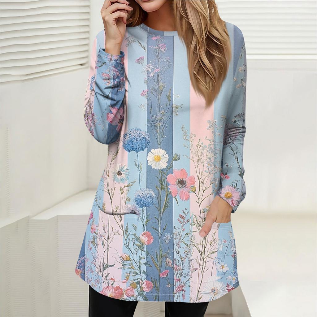 Женская толстовка, пуловер, спортивная одежда, карман, принт, повседневный топ с круглым вырезом и длинными рукавами