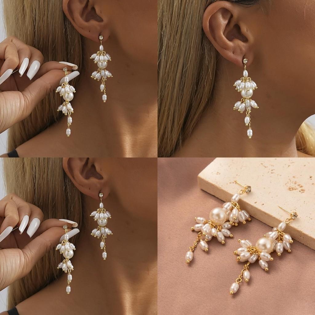 Fashionable 2023 Gold Plated Geometric Tassel Earrings With Pearl For Women